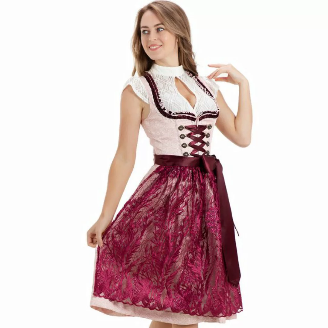 KELLIAR Dirndl Midi Trachtenkleid, traditionelles Design, Rocklänge 60 cm, günstig online kaufen