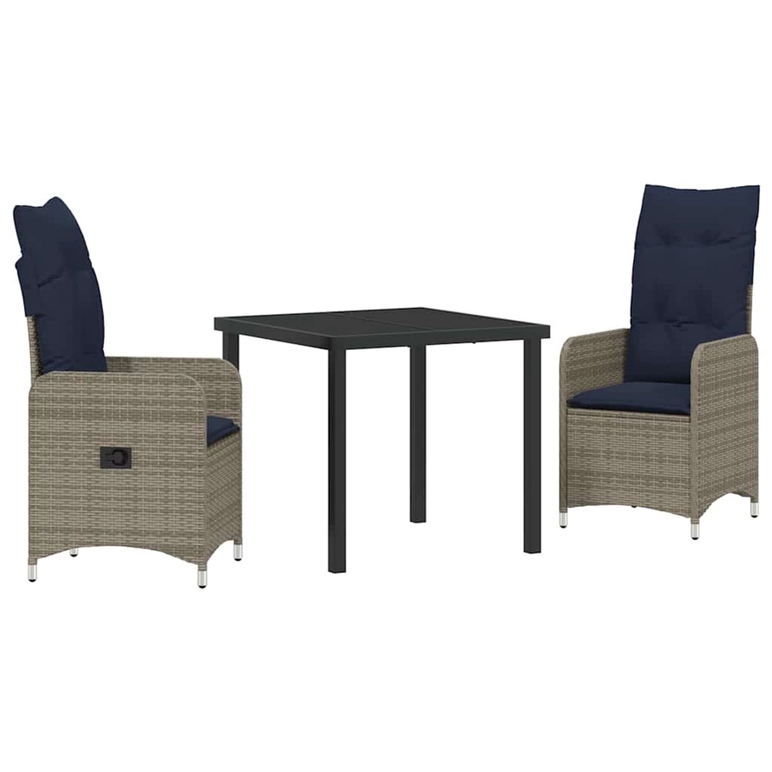 vidaXL Garten Essgruppe 3-Tlg Grau Poly-Rattan 3379688 günstig online kaufen