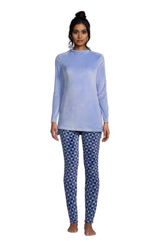 Pyjama-Set Cozy aus Stretch-Velours, Damen, Größe: M Normal, Blau, Polyeste günstig online kaufen