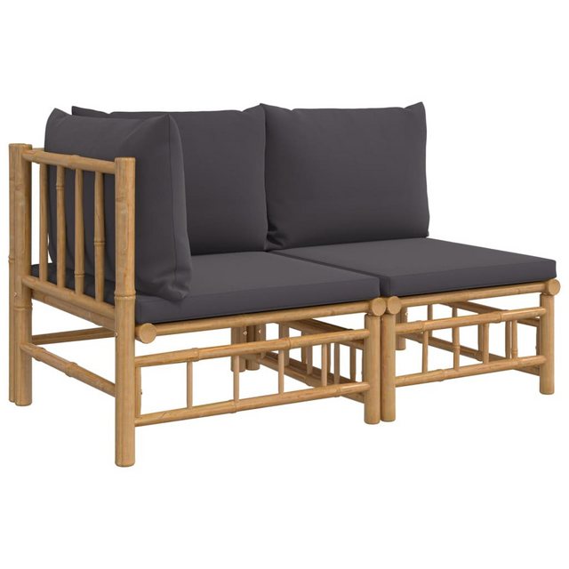 Vidaxl 2-tlg. Garten-lounge-set Mit Dunkelgrauen Kissen Bambus günstig online kaufen