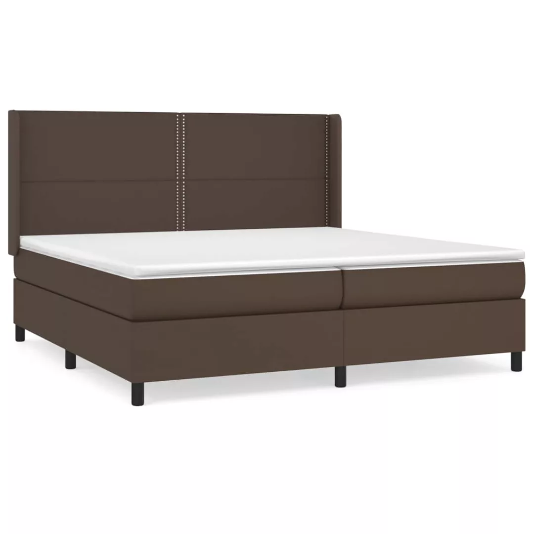 Vidaxl Boxspringbett Mit Matratze Braun 200x200 Cm Kunstleder günstig online kaufen