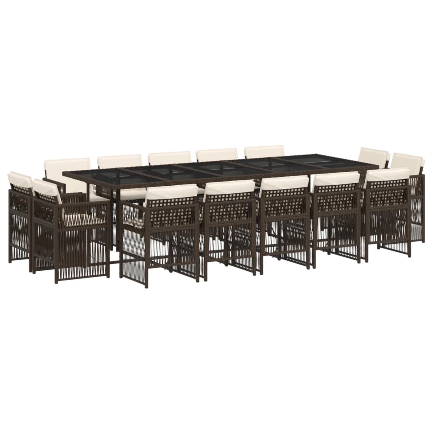 vidaXL 15-Tlg Garten-Essgruppe mit Kissen Braun Poly Rattan 3211053 günstig online kaufen
