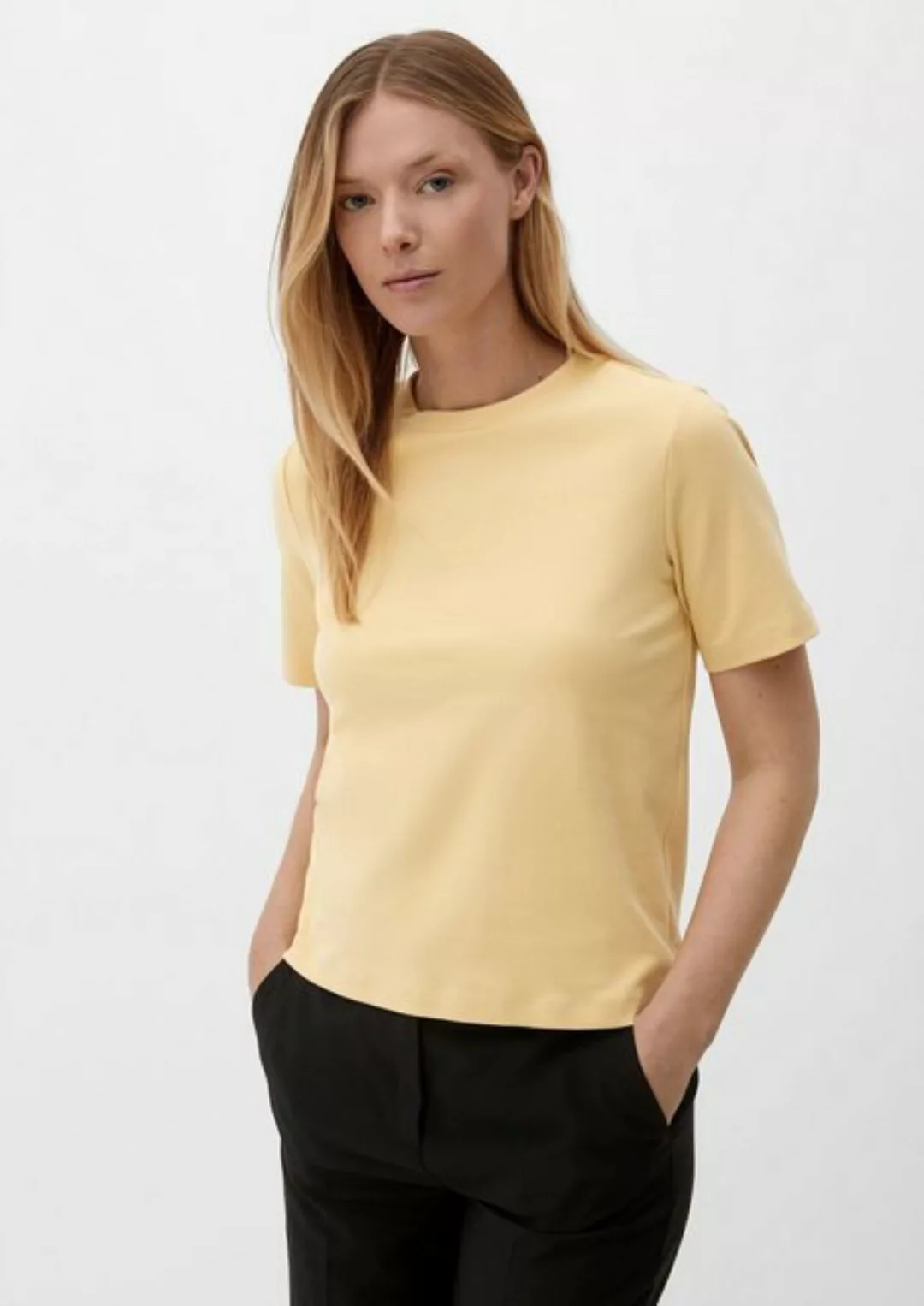 s.Oliver BLACK LABEL Kurzarmshirt T-Shirt aus reiner Baumwolle Stickerei günstig online kaufen
