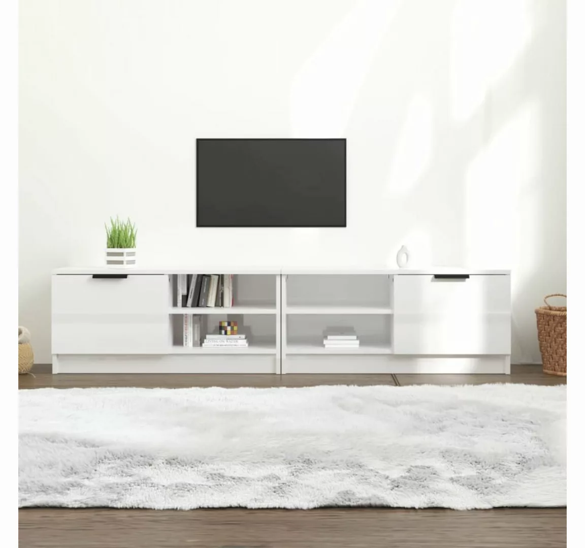 vidaXL TV-Schrank TV-Schränke 2 Stk. Hochglanz Weiß 80x35x36,5cm Holzwerkst günstig online kaufen