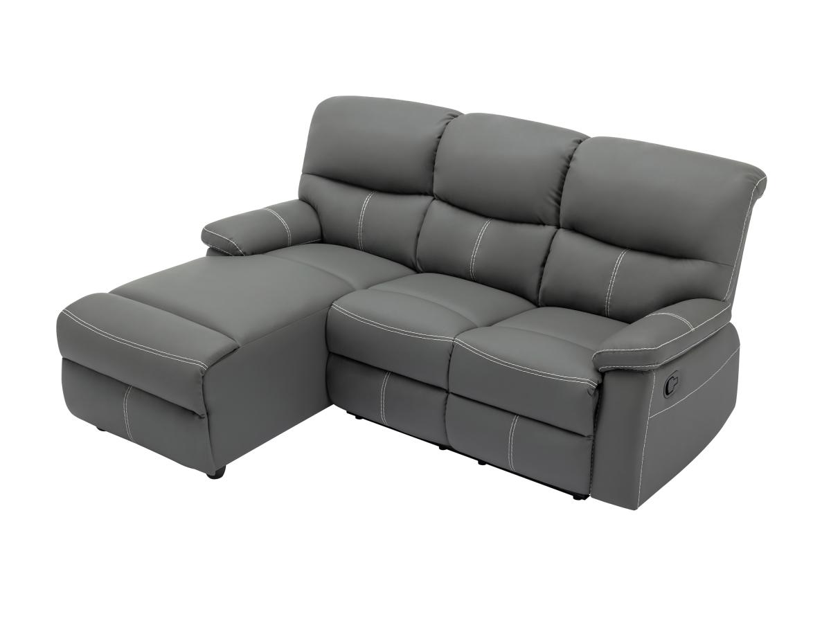 Eckrelaxsofa - Ecke links - Kunstleder - Grau - CANBY günstig online kaufen