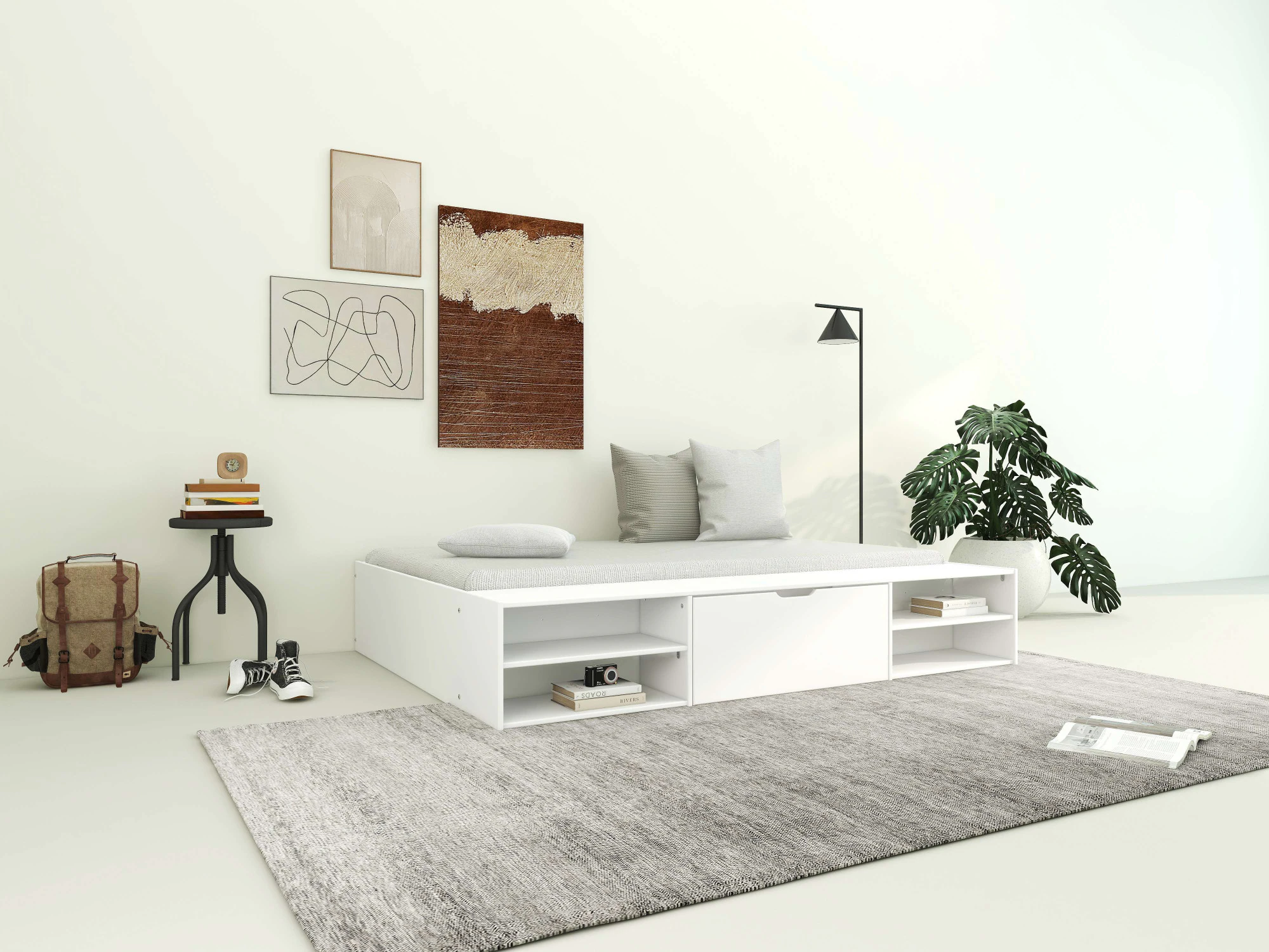 Home affaire Stauraumbett "Cavan, Jugendbett, Podestbett, Futonbett, Made i günstig online kaufen