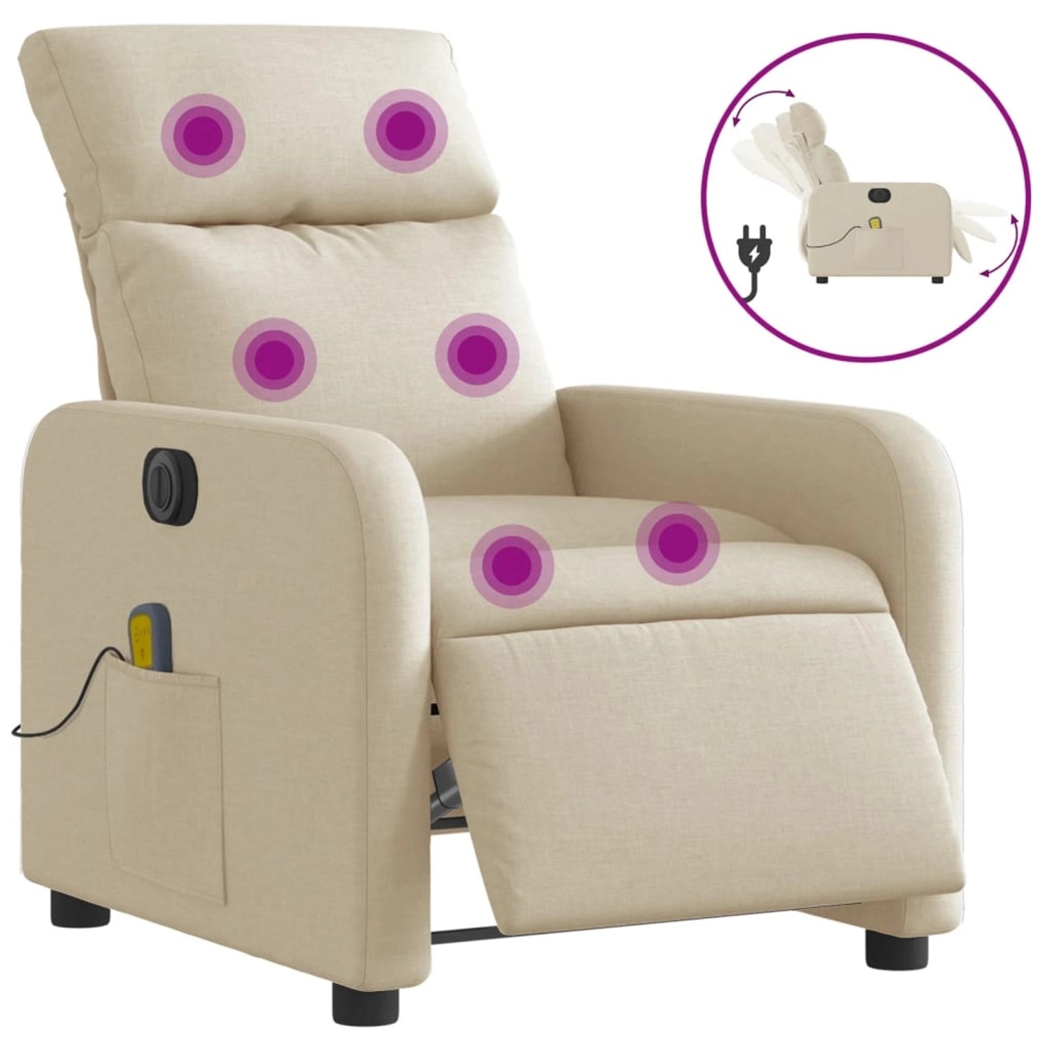 vidaXL Massagesessel Elektrisch Creme Stoff Modell 13 günstig online kaufen