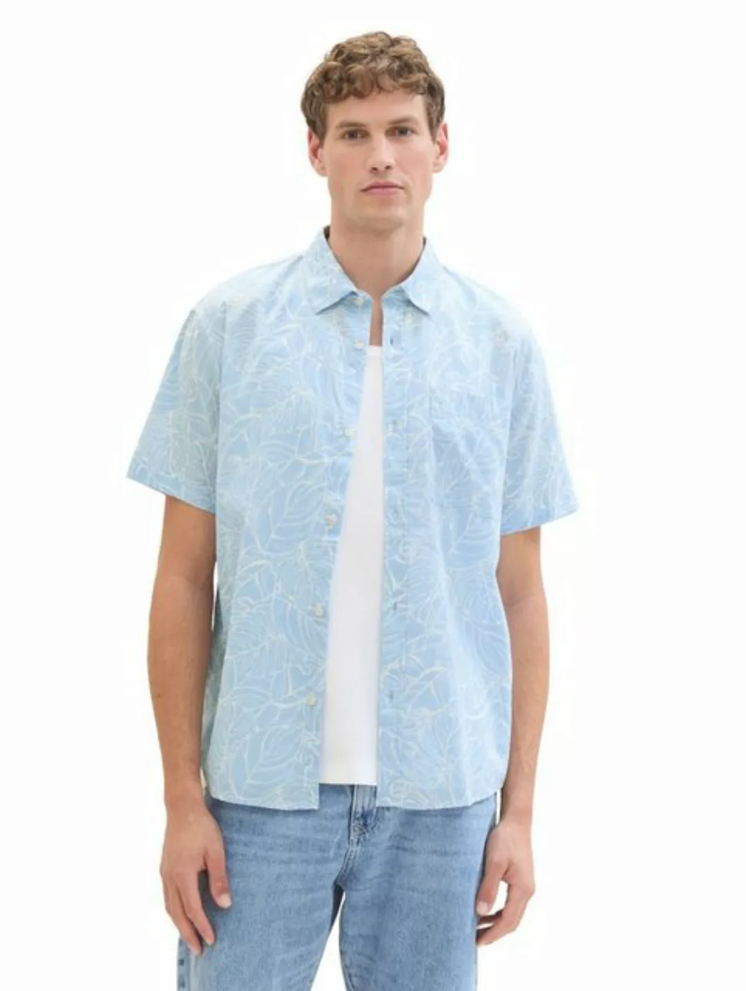 TOM TAILOR Denim Kurzarmhemd mit modischem Allover-Print günstig online kaufen