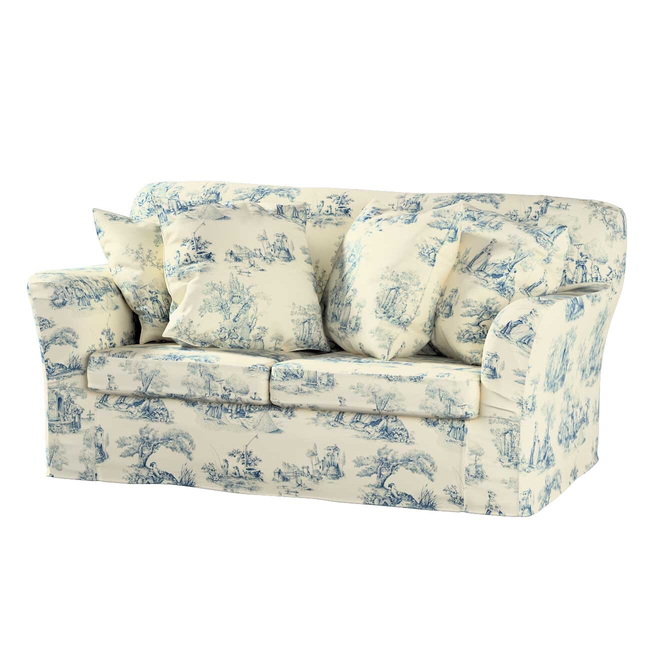 Bezug für Tomelilla 2-Sitzer Sofa nicht ausklappbar, creme- blau, Sofahusse günstig online kaufen