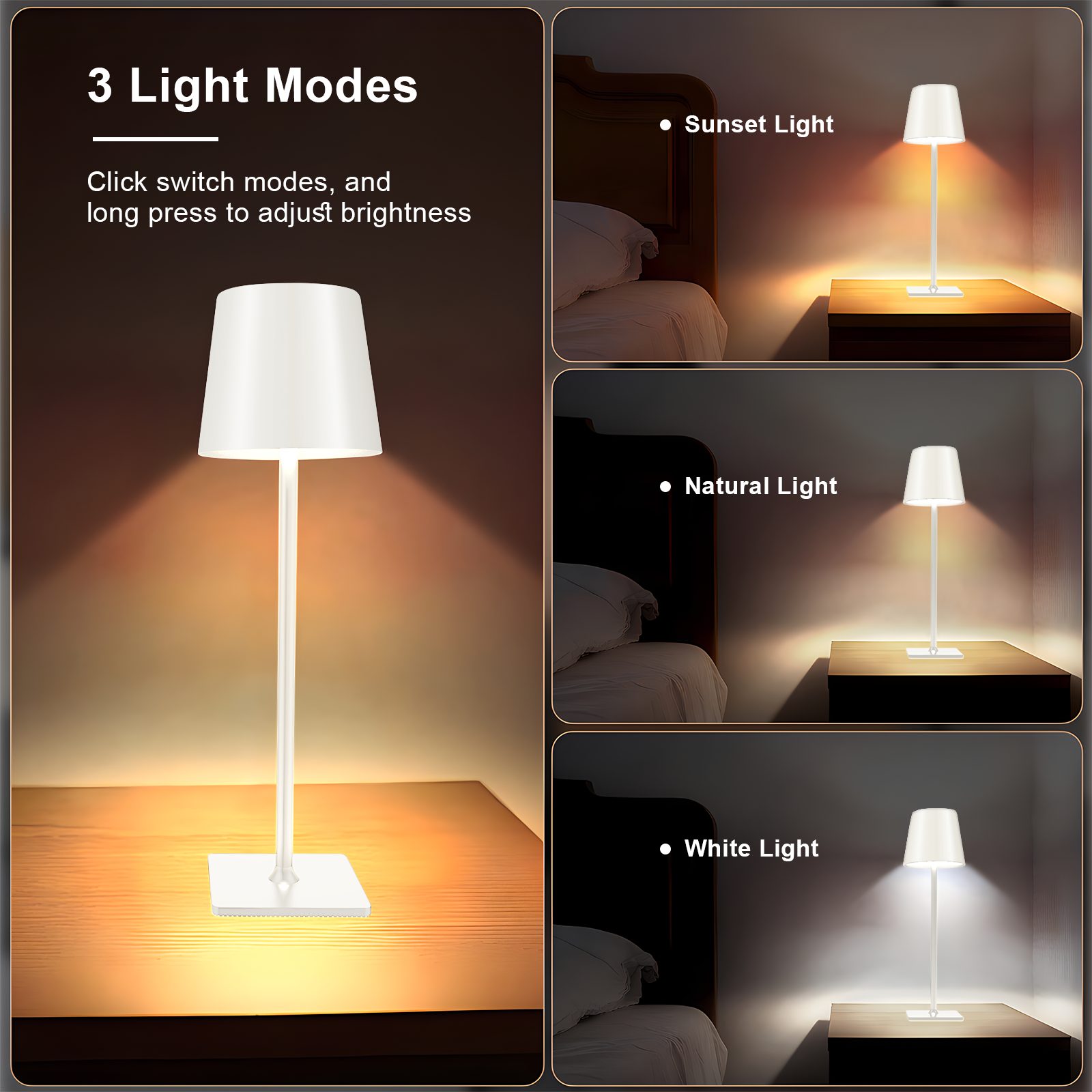 LQWELL LED Tischleuchte Tischlampe Kabellos Aufladbar, günstig online kaufen