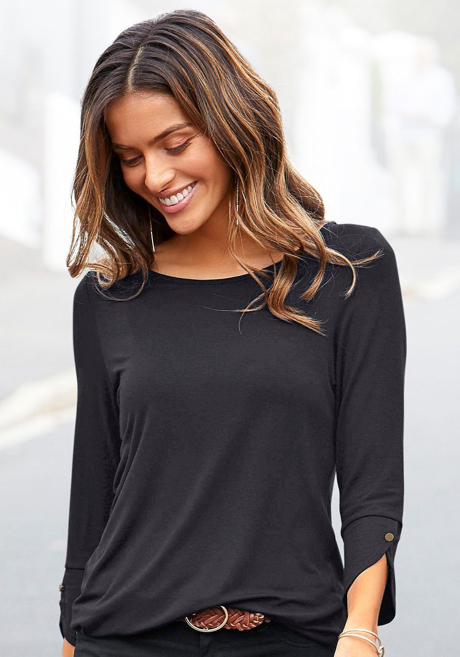 Vivance 3/4-Arm-Shirt mit Manschetten und goldfarbenen günstig online kaufen