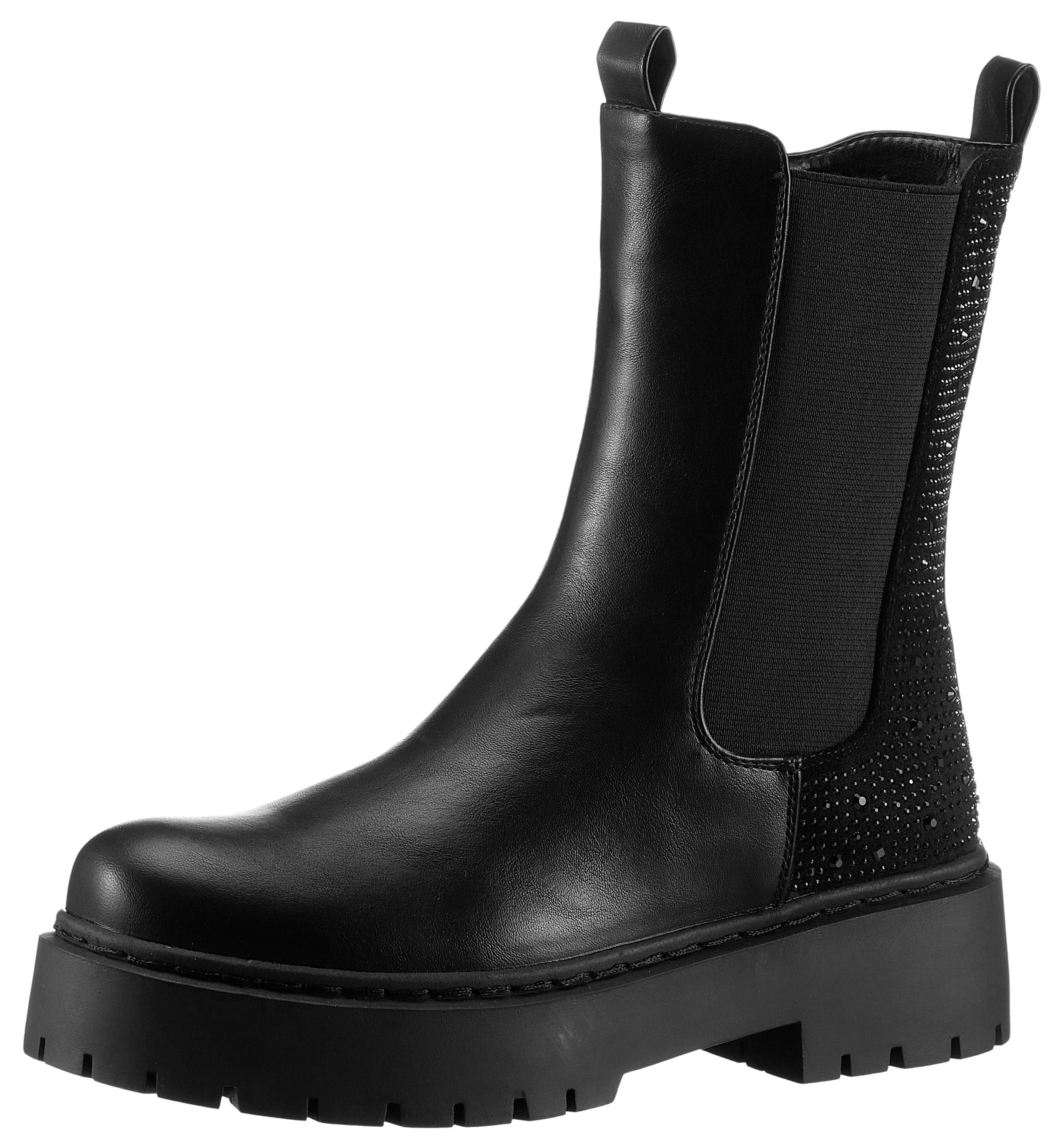 Aniston SHOES Chelseaboots, Schlupfboots, Plateaustiefelette, mit Glitzerst günstig online kaufen