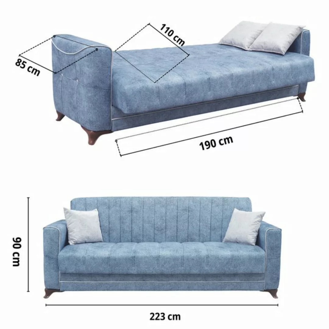 gowoll 3-Sitzer Sofa Bed mit Schlaffunktion und Stauraum Schlafsessel Gäste günstig online kaufen