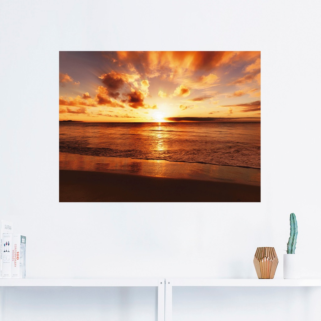 Artland Wandbild "Schöner Sonnenuntergang Strand", Gewässer, (1 St.), als L günstig online kaufen