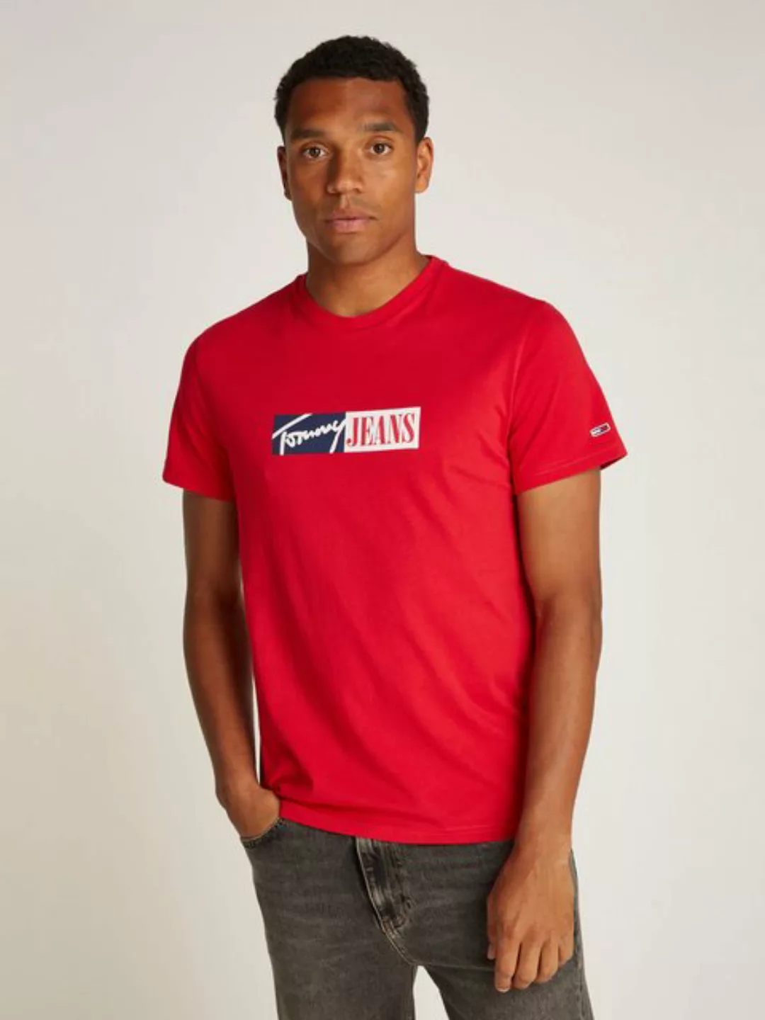 Tommy Jeans T-Shirt TJM SLIM ENTRY GRAPHIC TEE EXT mit Logo auf der Brust günstig online kaufen