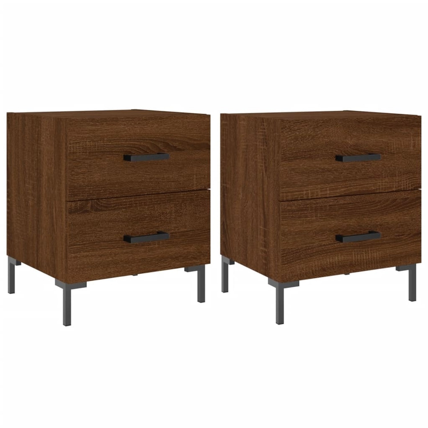 vidaXL Nachttische 2Stk Braun Eichen-Optik 40x35x47,5cm Holzwerkstoff Model günstig online kaufen