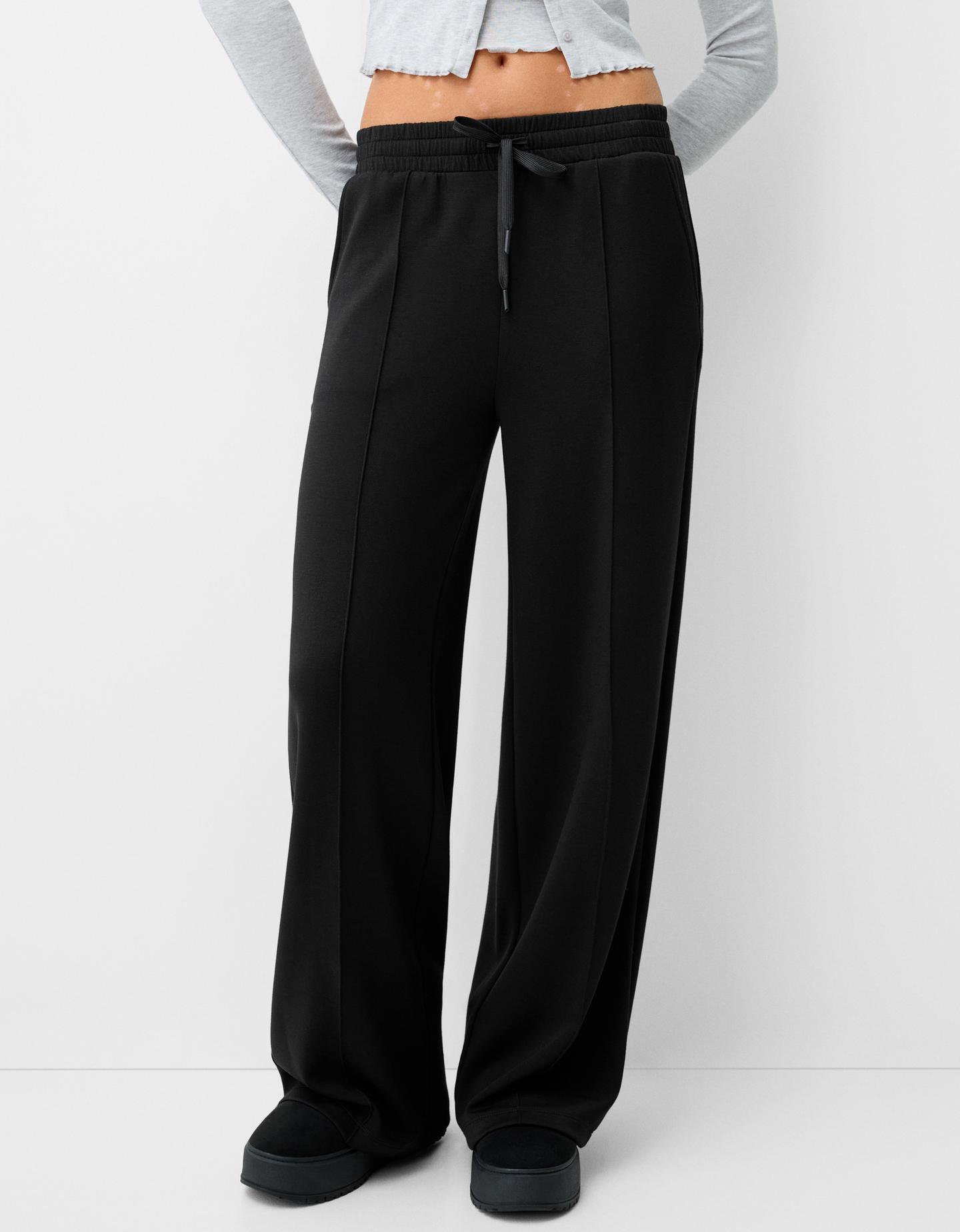 Bershka Soft-Wide-Leg-Hose Damen Xs Schwarz günstig online kaufen