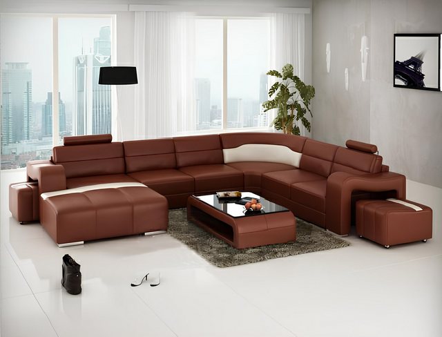 Xlmoebel Sofa Neu PISA - Moderne Ledersofa Eckgarnitur Designer Big Sofa, H günstig online kaufen