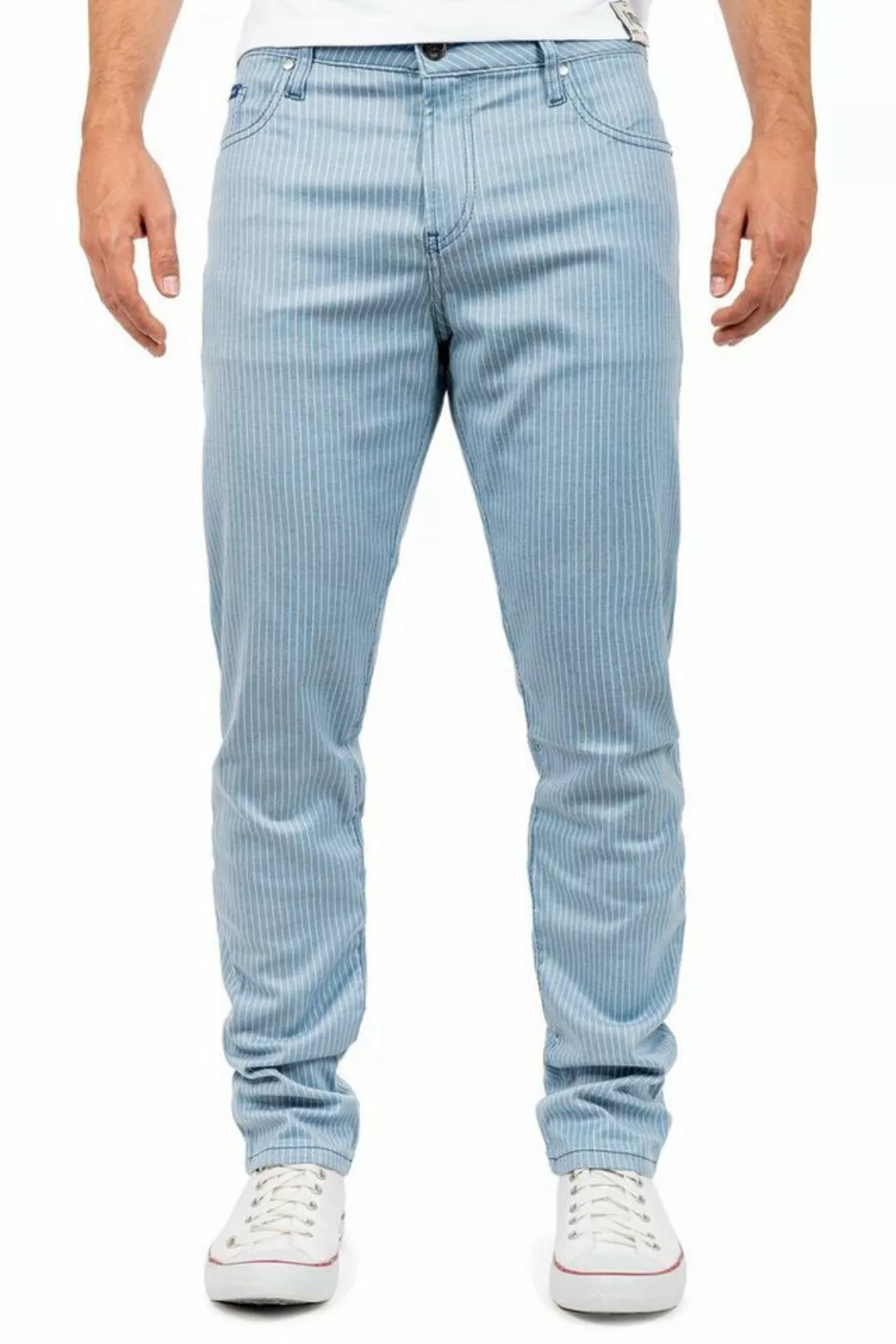 Cipo & Baxx Stoffhose Elegante Hose BA-CD841 Blau W30/L32 im Gestreiften De günstig online kaufen