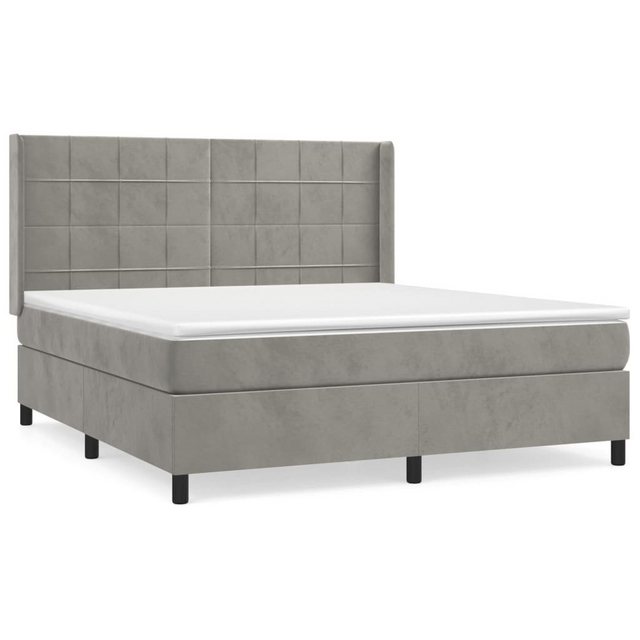 furnicato Bett Boxspringbett mit Matratze Hellgrau 180x200 cm Samt günstig online kaufen