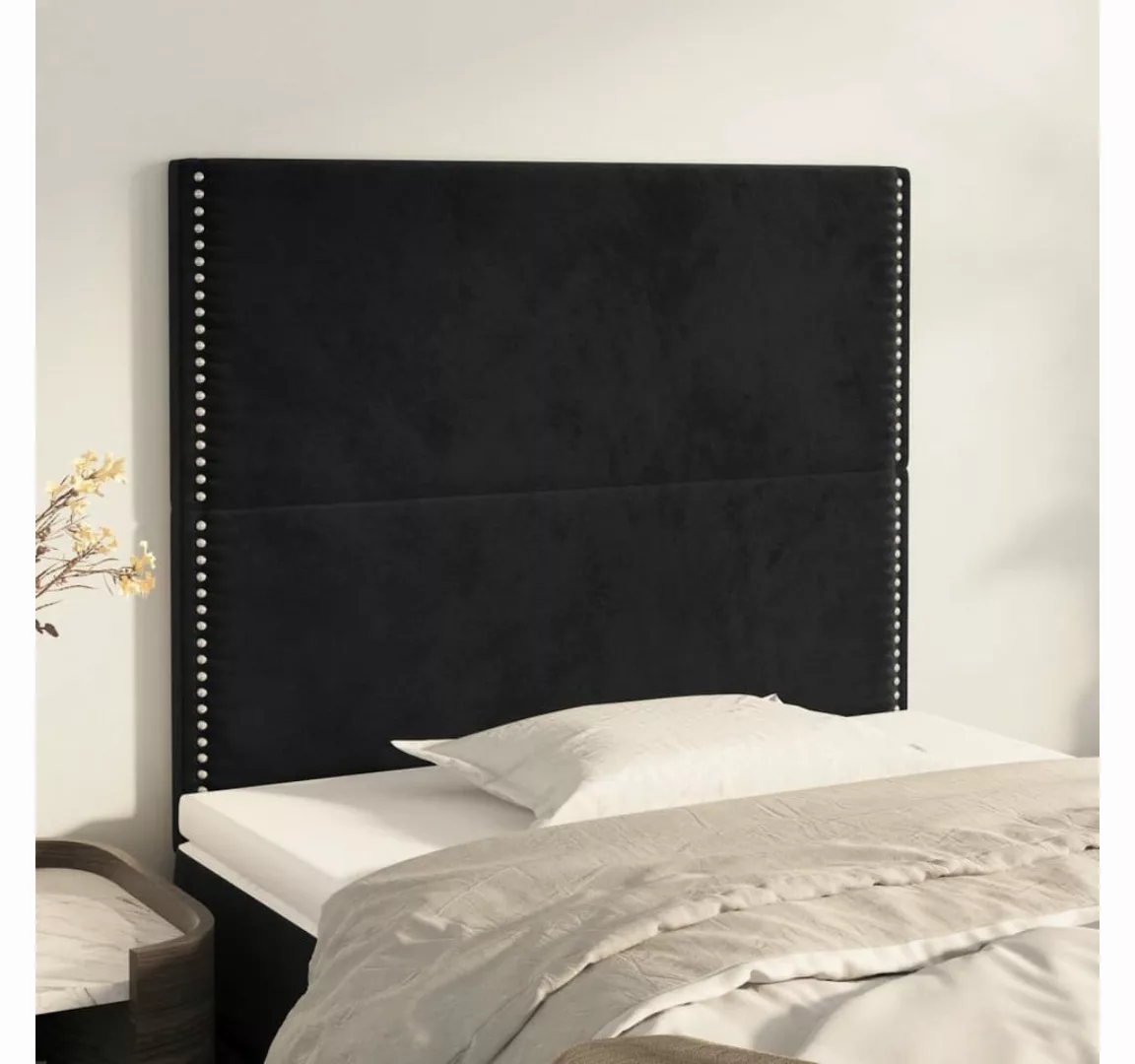 vidaXL Bett, Kopfteile 2 Stk. Schwarz 100x5x78/88 cm Samt günstig online kaufen