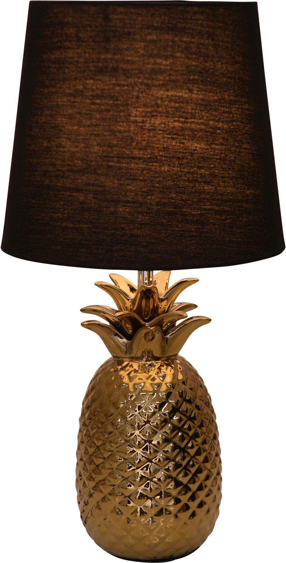 Näve Tischleuchte Keramik Ananas Gold 45 cm günstig online kaufen
