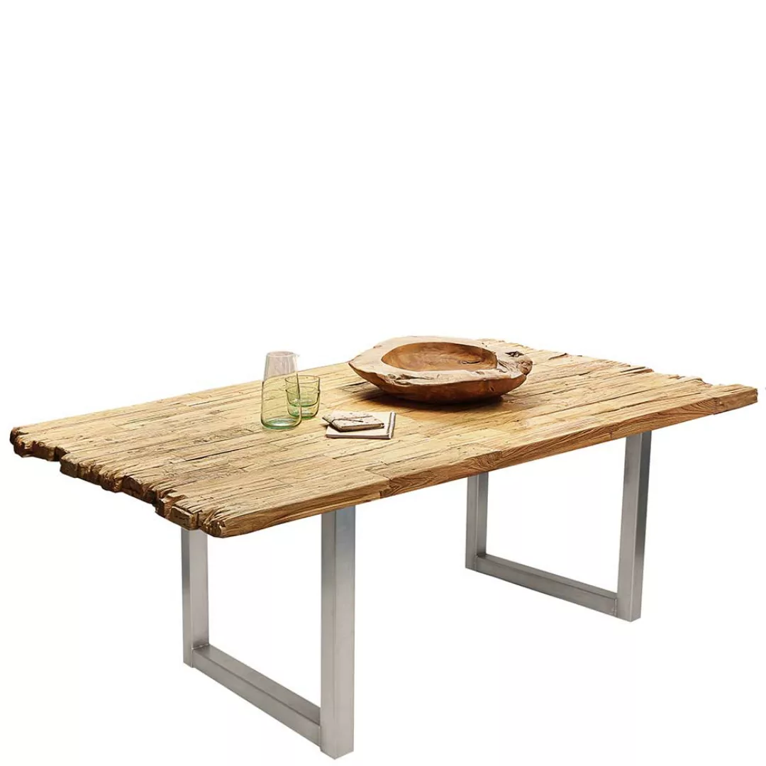 Designer Tisch aus Teak Recyclingholz und Stahl 100 cm tief günstig online kaufen