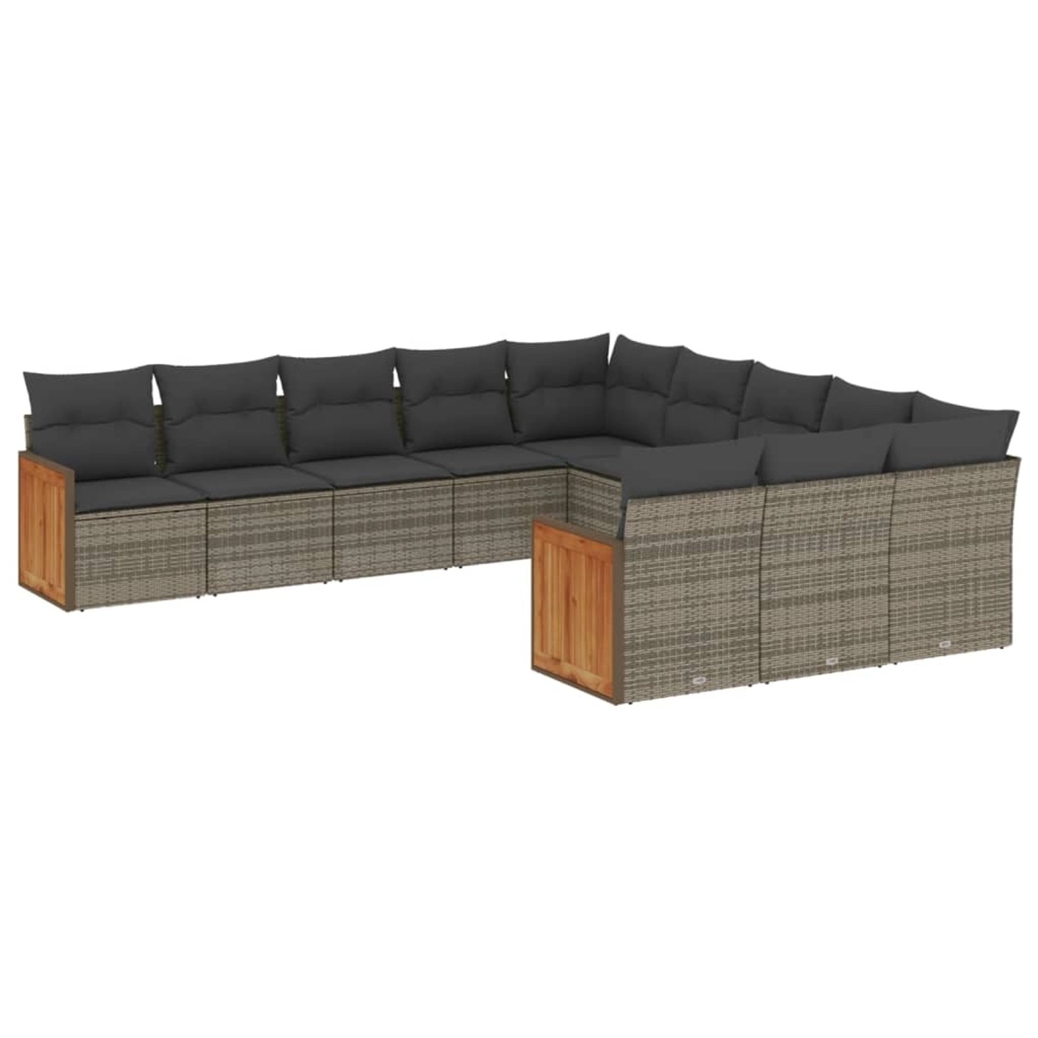 vidaXL 11-Tlg Garten-Sofagarnitur mit Kissen Grau Poly Rattan 3260513 günstig online kaufen