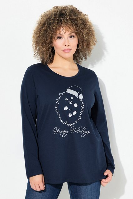 Ulla Popken Longsleeve Weihnachtsshirt Classic Rundhals Langarm günstig online kaufen