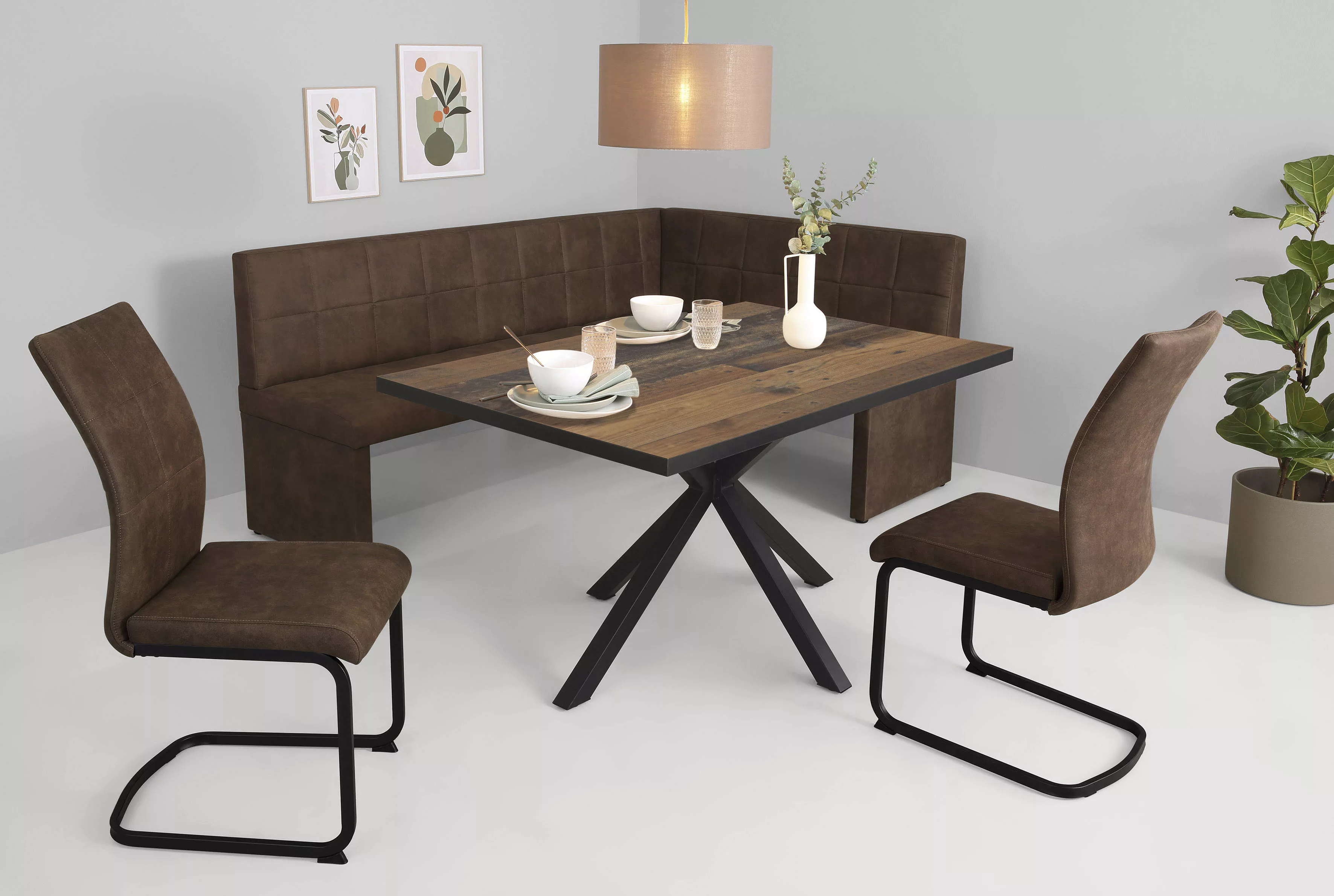HELA Essgruppe "SPREE", (4 tlg.), Esstisch 140x90 cm mit Dickkante, Microfa günstig online kaufen