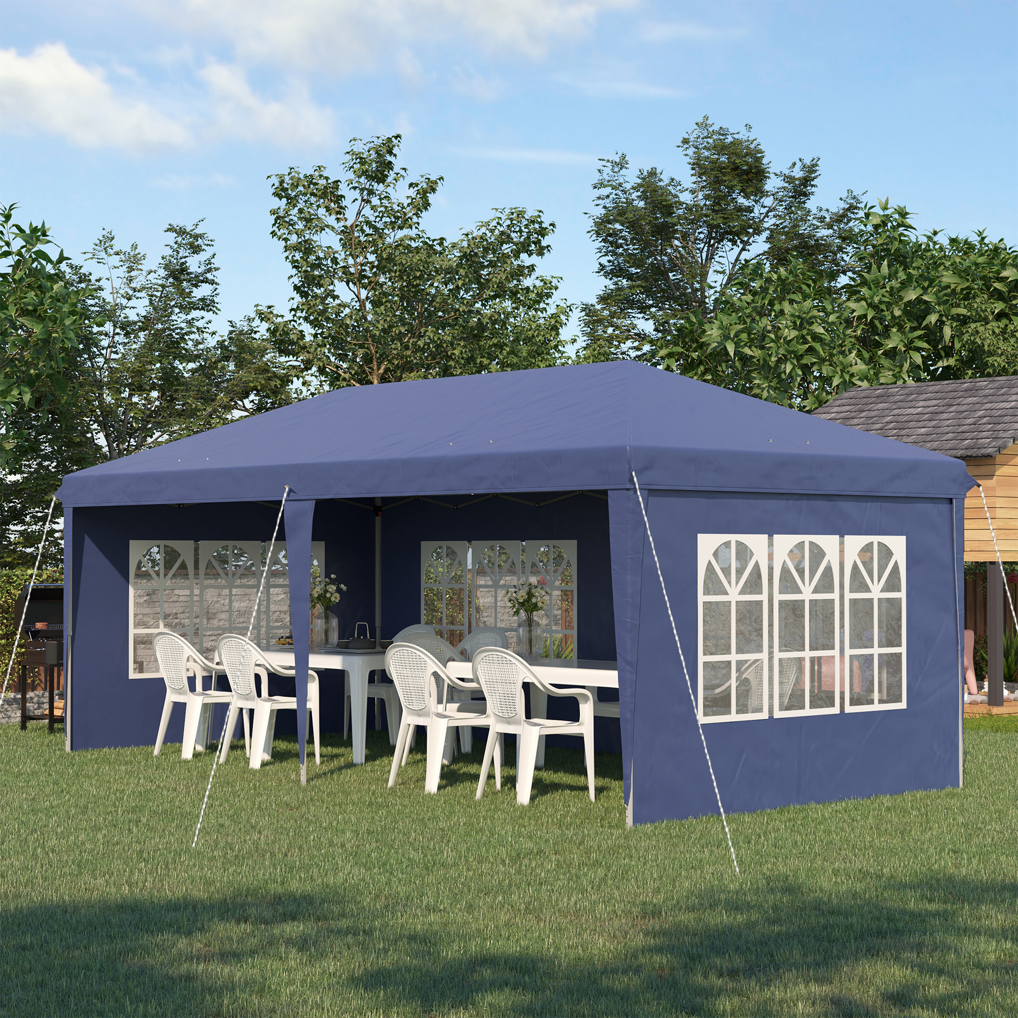 Outsunny Faltpavillon blau Polyester B/H/L: ca. 295x270x585 cm günstig online kaufen