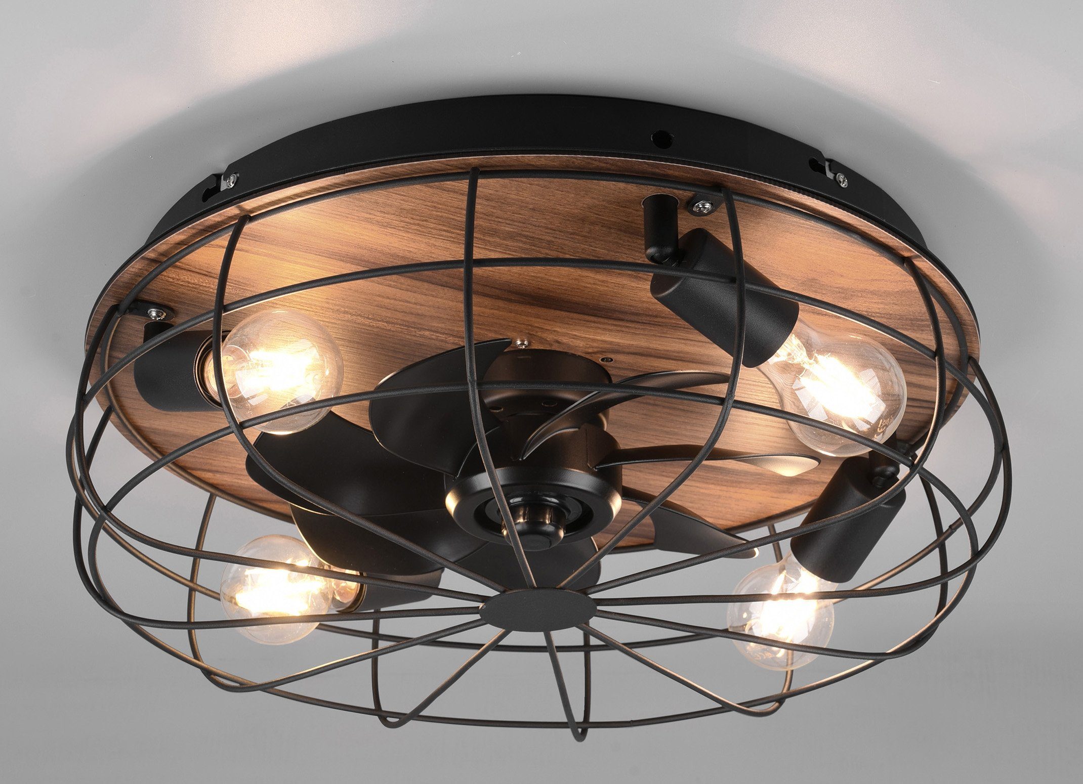 Deckenventilator Trondheim, Remote, 4xE27, holz günstig online kaufen