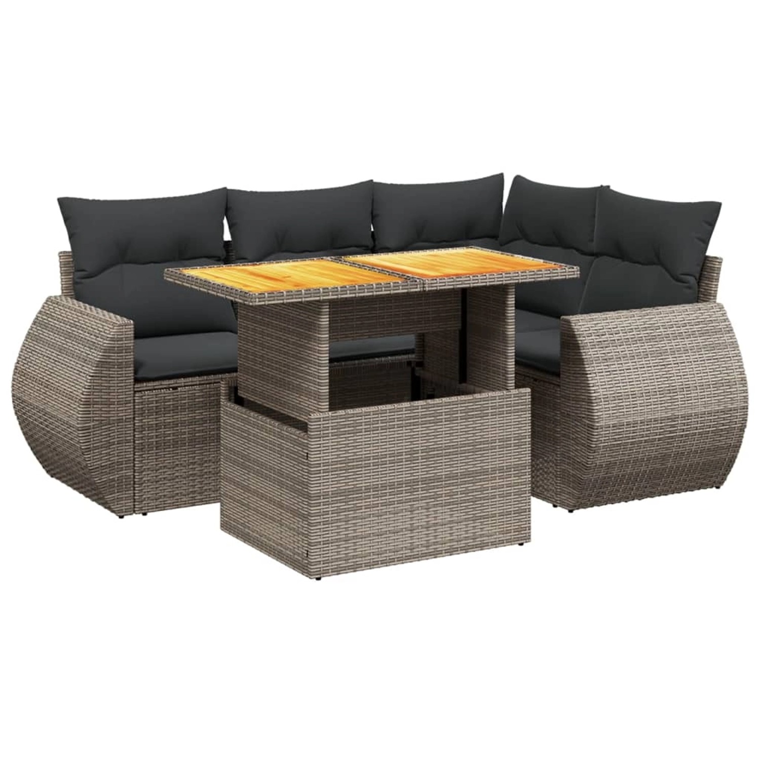 vidaXL 5-Tlg Garten-Sofagarnitur mit Kissen Grau Poly Rattan 3272180 günstig online kaufen
