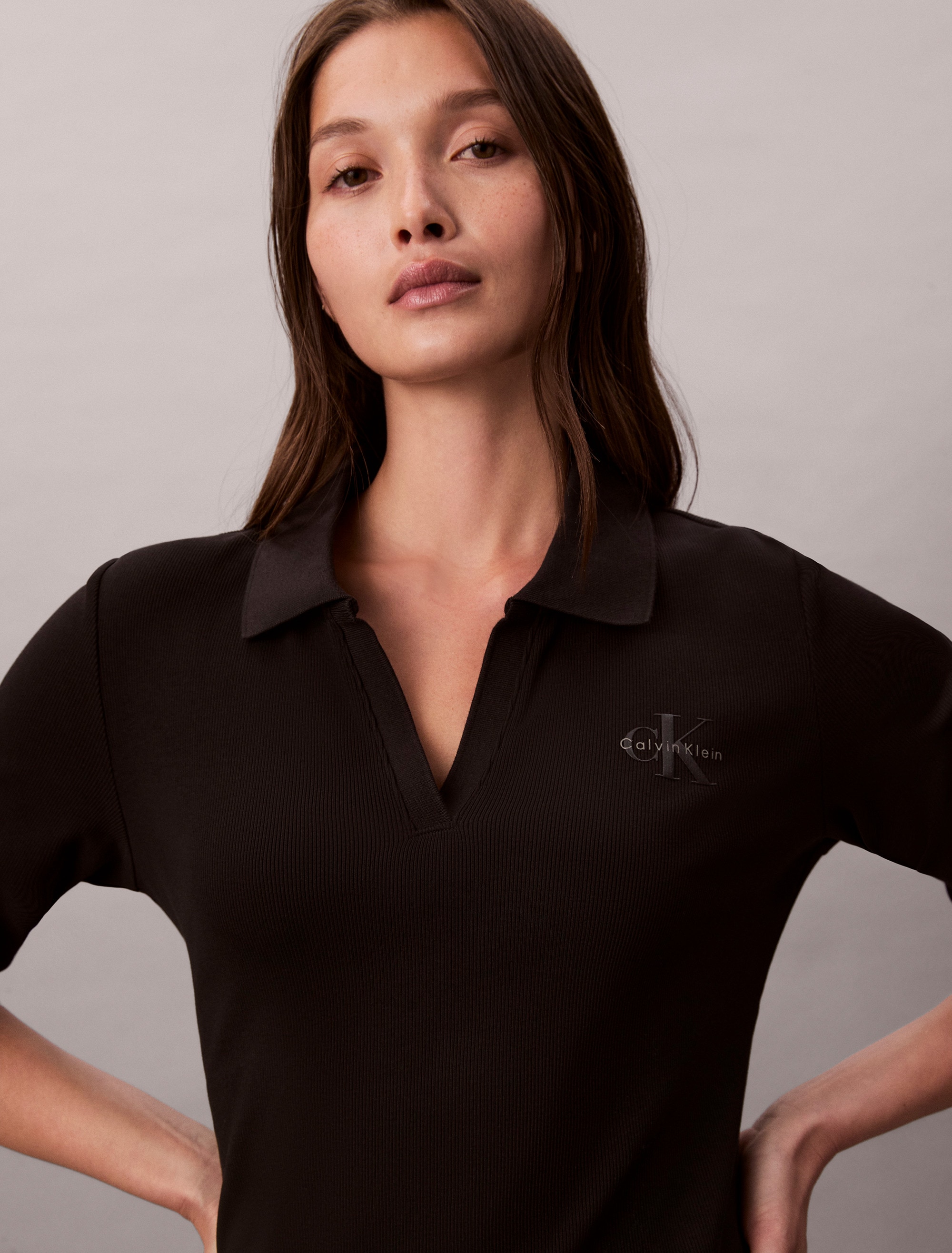 Calvin Klein Jeans Minikleid "LS MONOLOGO RIB POLO MINI DRESS", Polokragen, günstig online kaufen