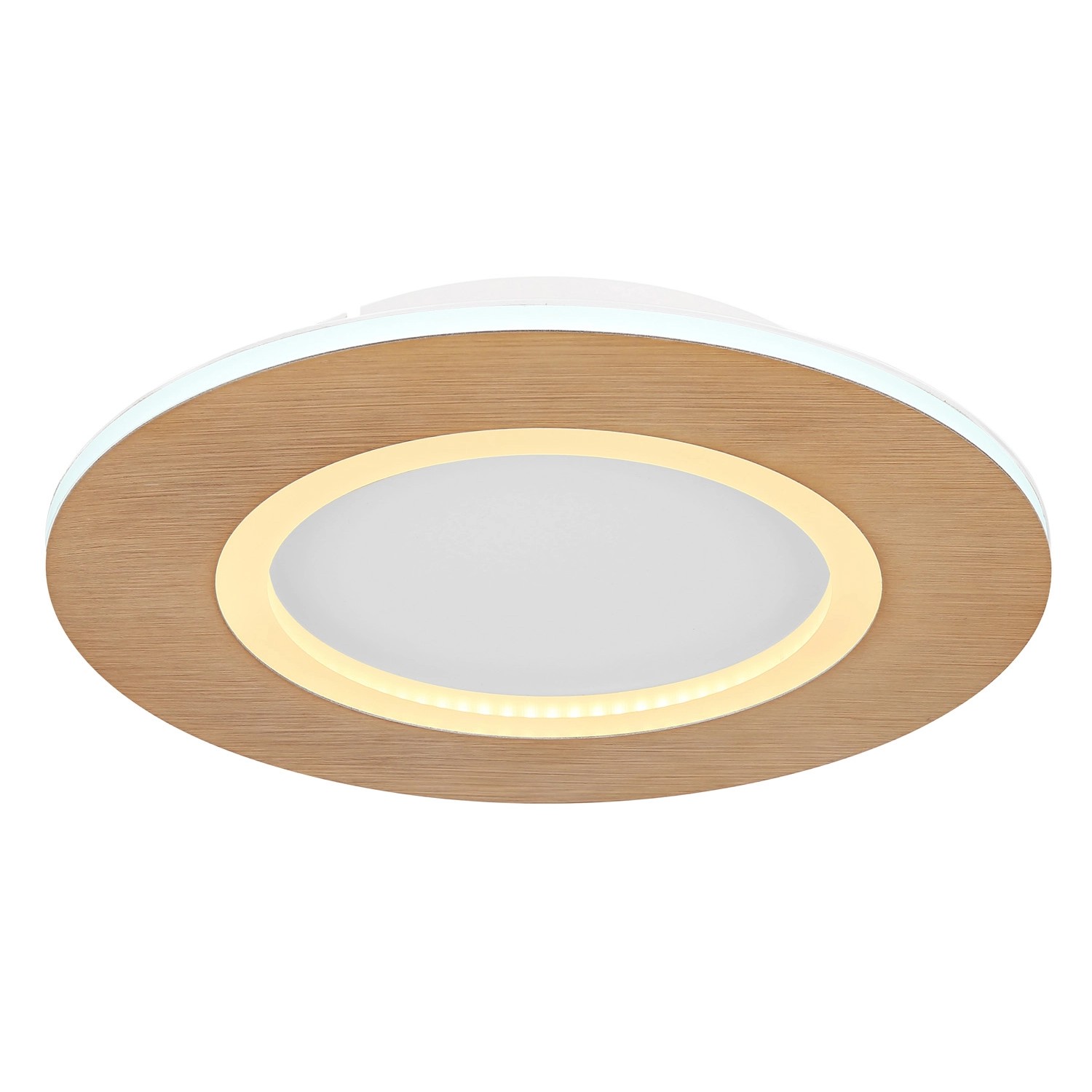 Globo LED-Deckenleuchte Clay Holzfarben/Weiß Ø 30 cm günstig online kaufen