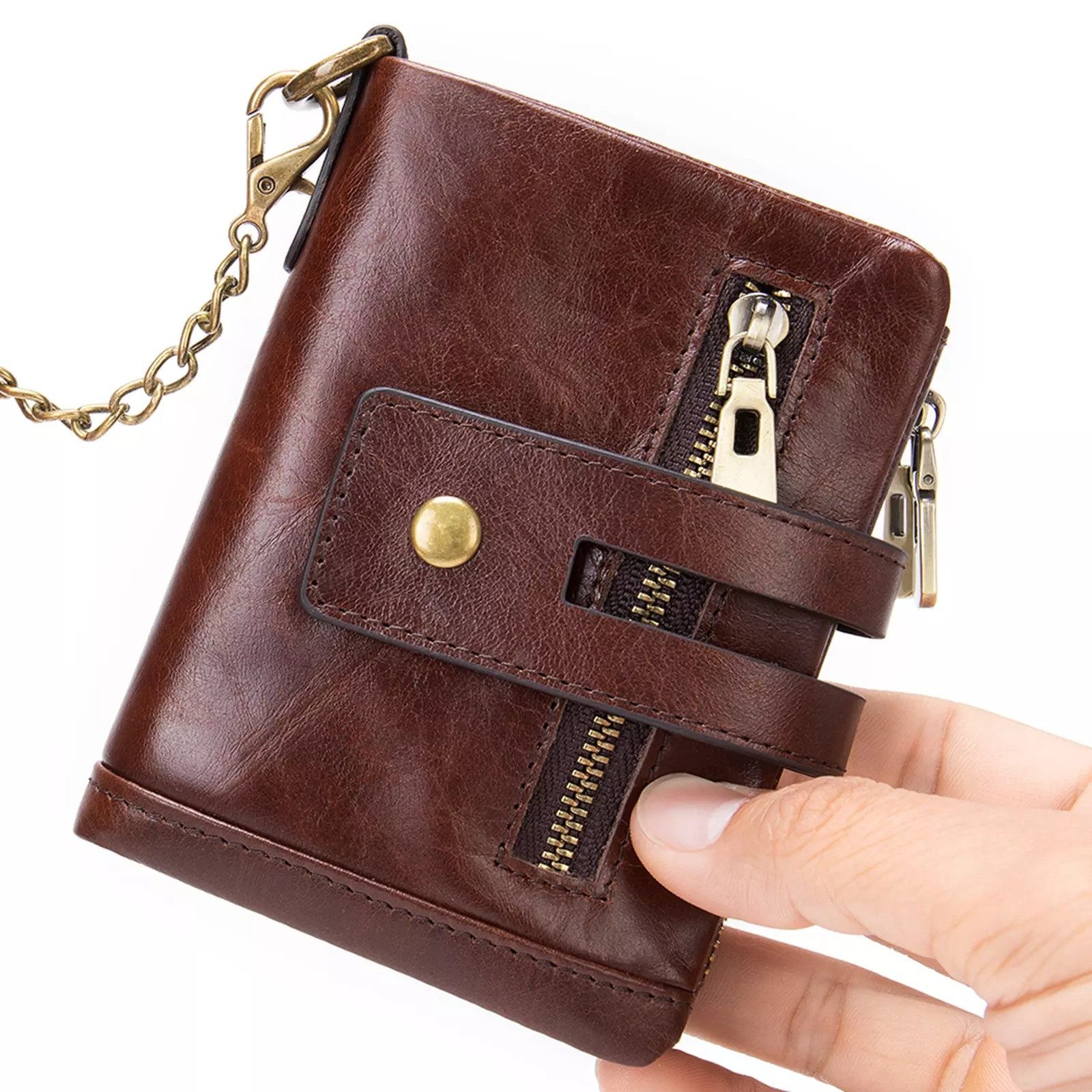YUBRO-STUDIO Geldbörse Herren Leder Geldbörse Bifold günstig online kaufen