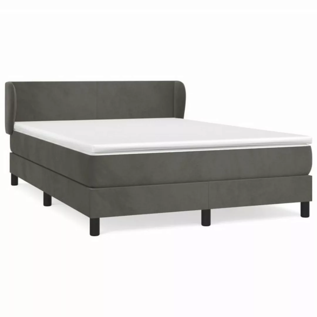 furnicato Bett Boxspringbett mit Matratze Dunkelgrau 140x190 cm Samt günstig online kaufen