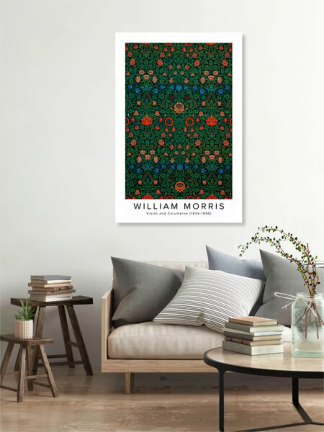 Poster / Leinwandbild - William Morris: Violett Und Akelei - Ausstellungspo günstig online kaufen