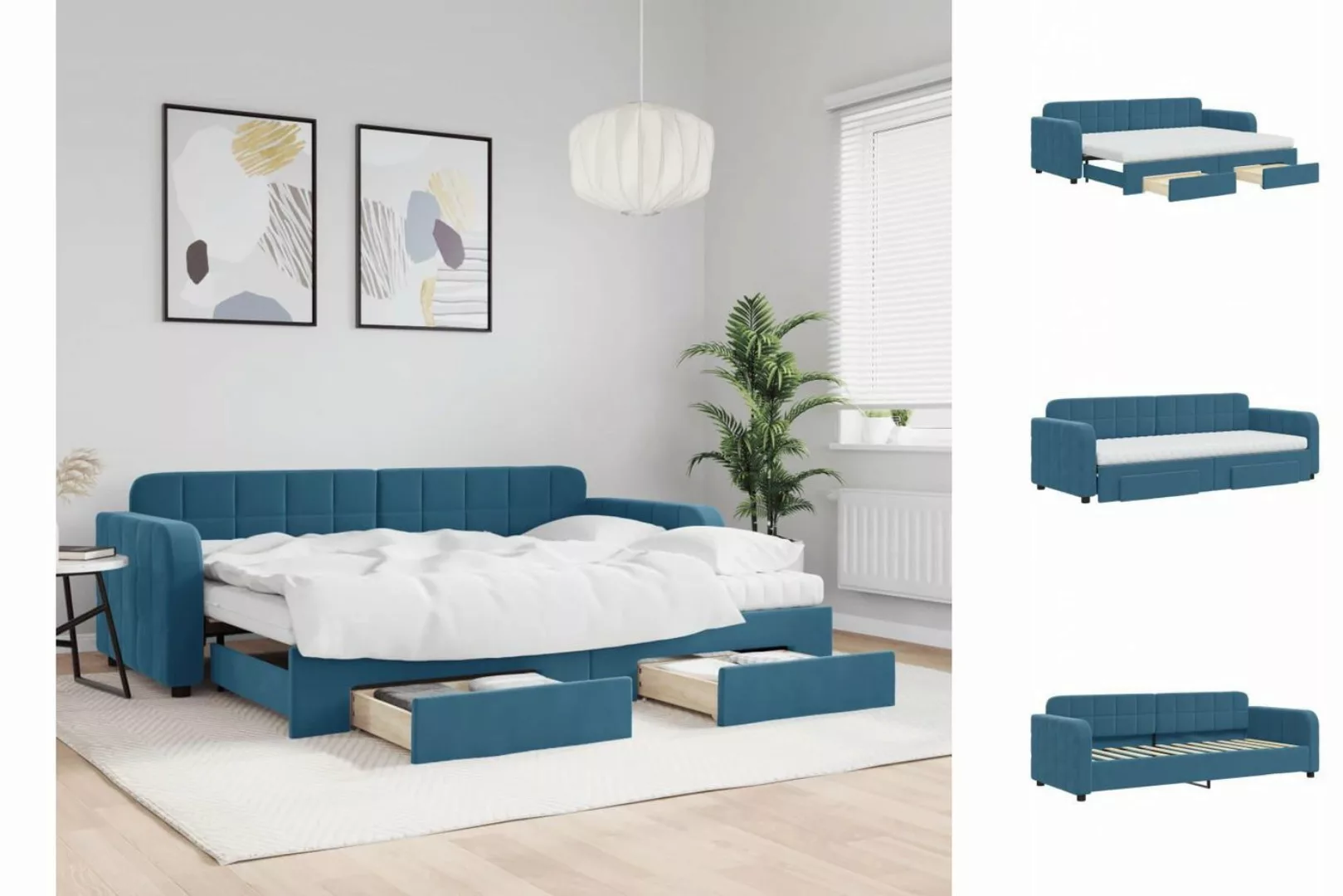 vidaXL Gästebett Gästebett Tagesbett Ausziehbar mit Schubladen Blau 80x200 günstig online kaufen