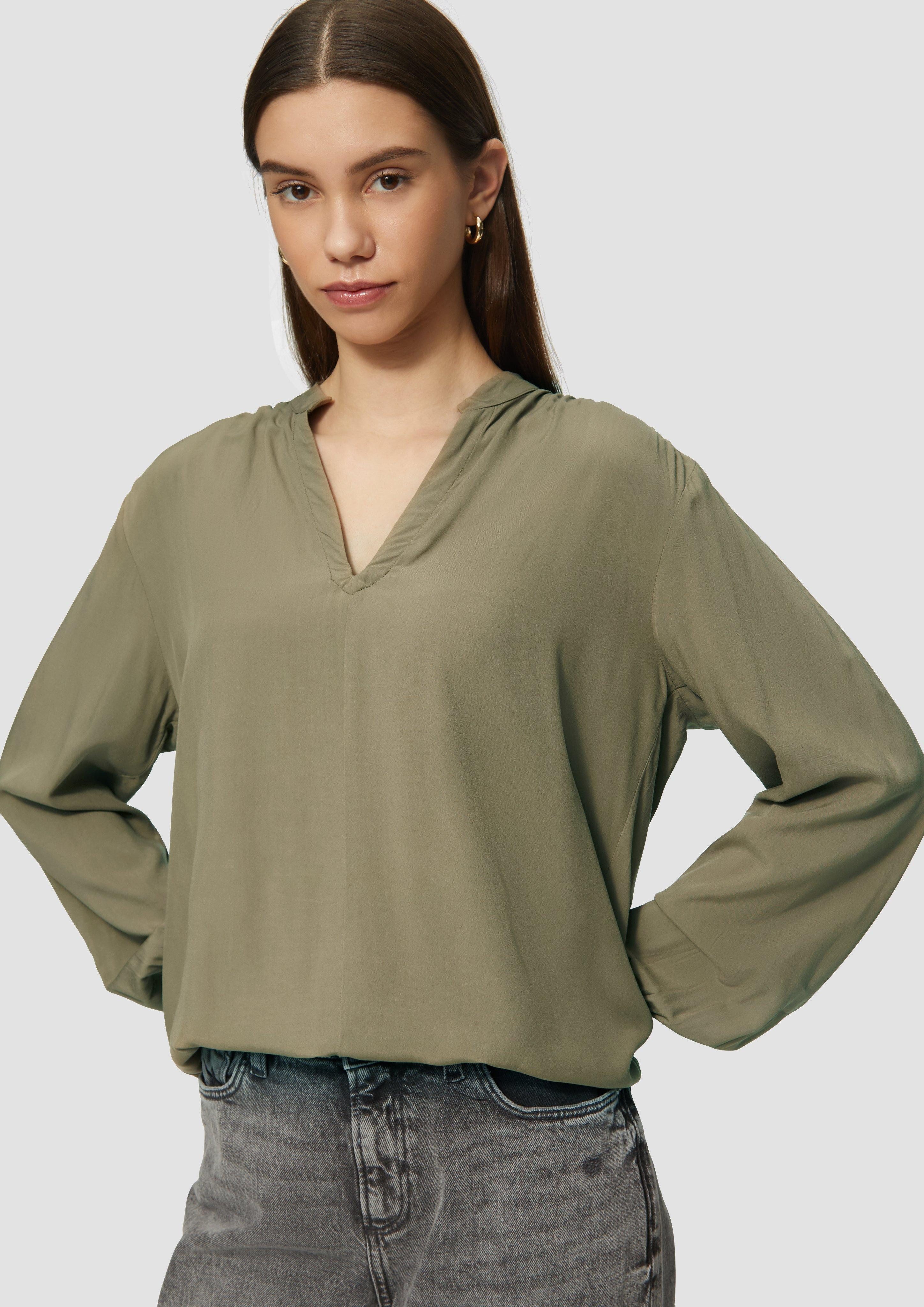 QS Langarmbluse Viskosebluse mit Smok-Detail an günstig online kaufen