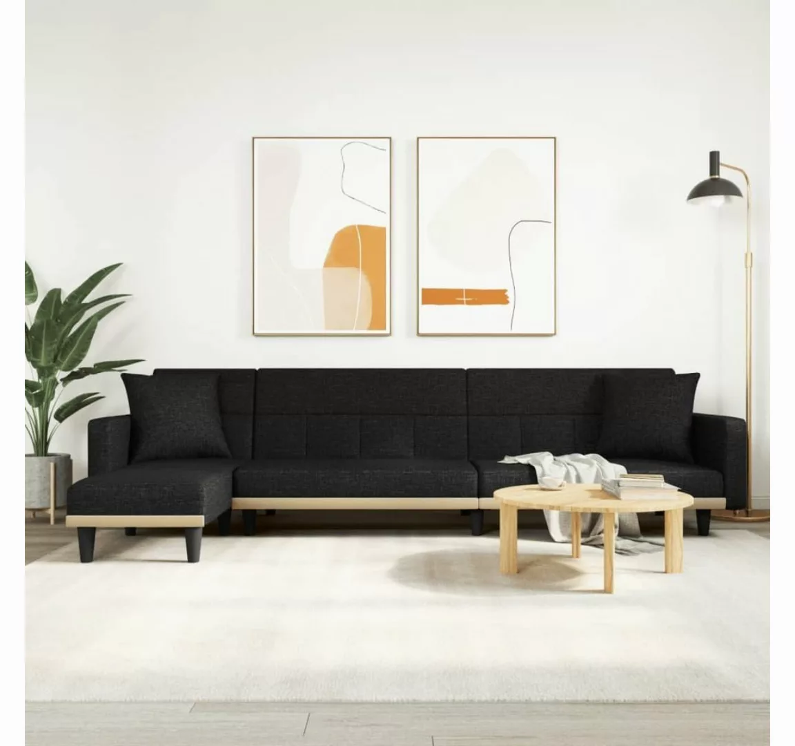 vidaXL Sofa Schlafsofa in L-Form Schwarz 275x140x70 cm Stoff günstig online kaufen