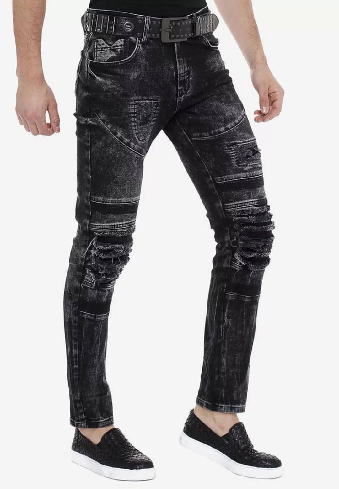 Cipo & Baxx Slim-fit-Jeans im Used-Destroyed-Look in Straight Fit günstig online kaufen