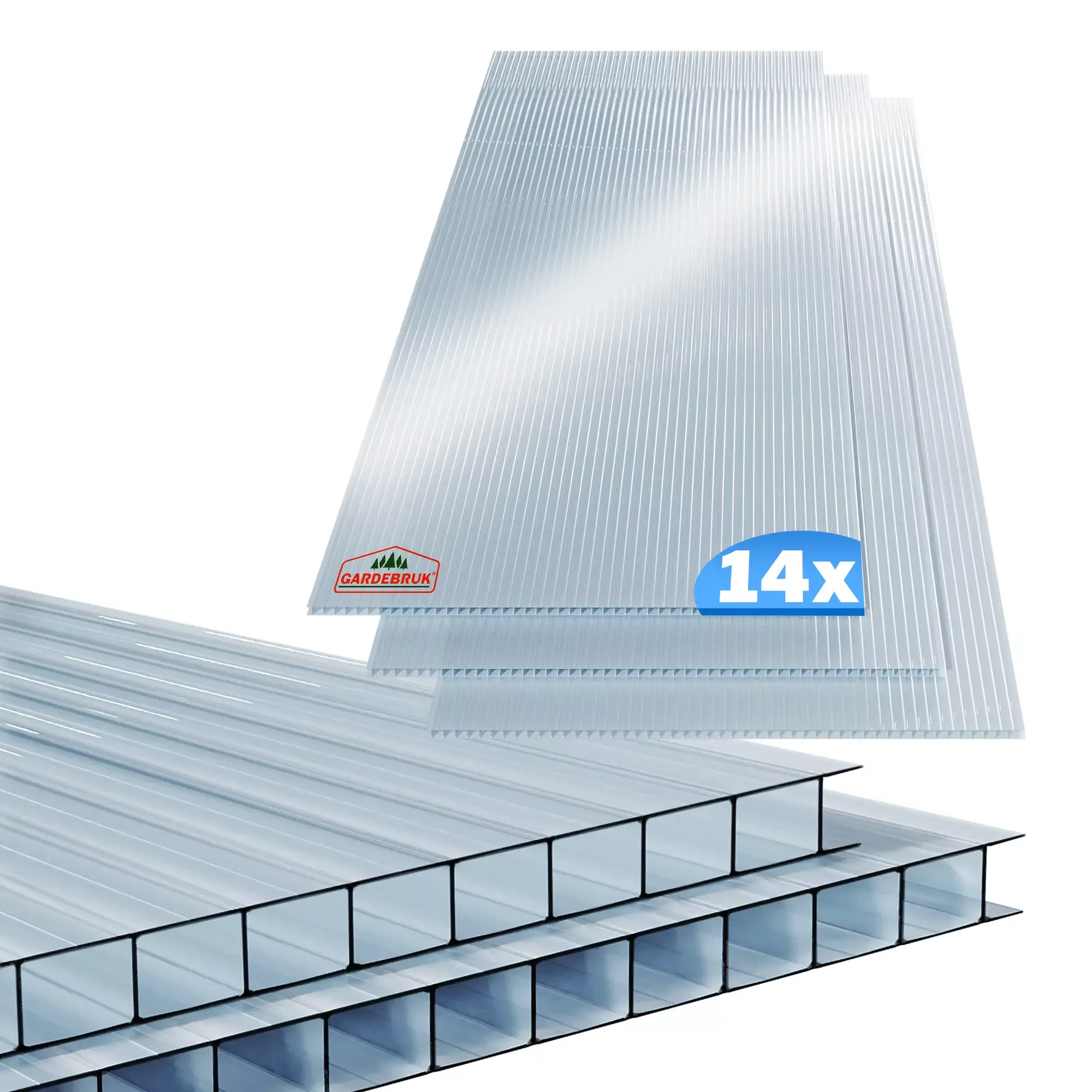 Hohlkammerstegplatten 14er-Set Transparent 10,25m² günstig online kaufen