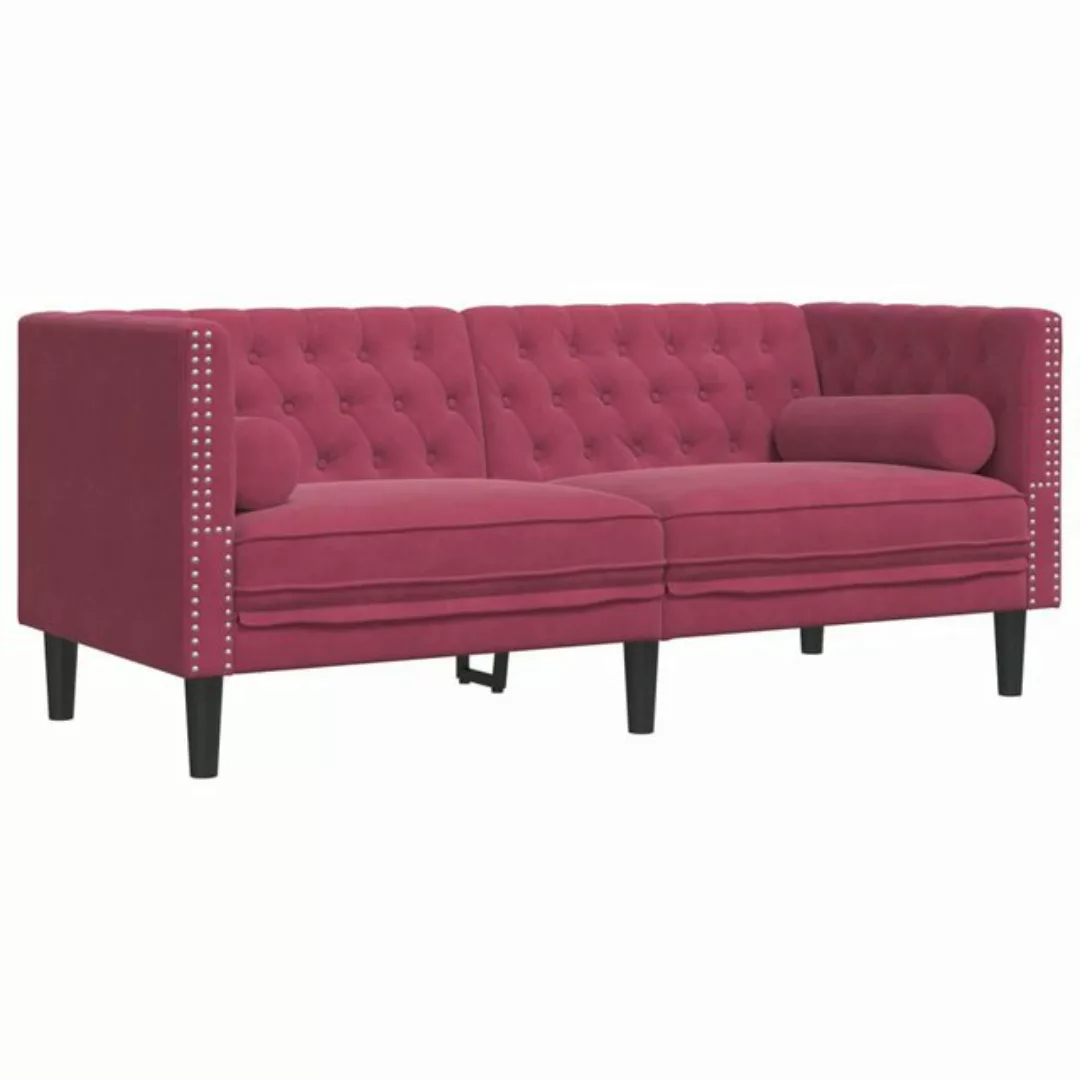 vidaXL Sofa Chesterfield-Sofa mit Nackenrollen 2-Sitzer Weinrot Samt günstig online kaufen