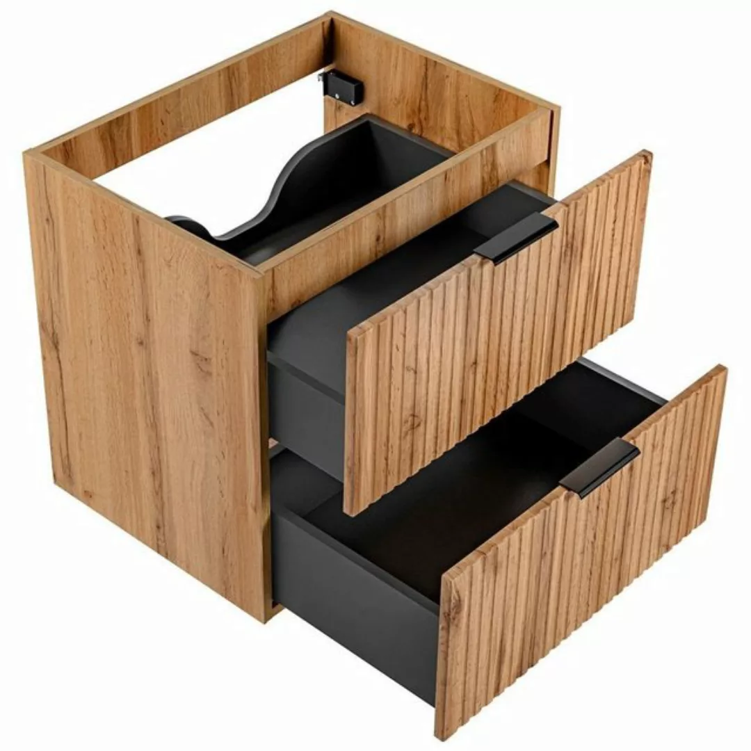 Lomadox Waschbeckenschrank ADELAIDE-56 Wotaneiche mit gerilllter Front 60/5 günstig online kaufen