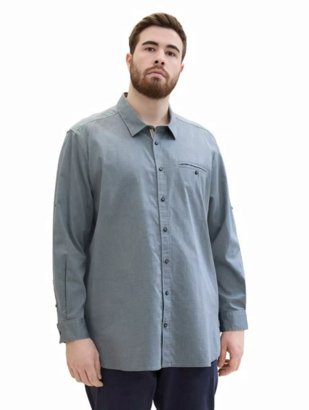 TOM TAILOR PLUS Langarmhemd relaxed fit mit Knopfleiste und Struktur günstig online kaufen