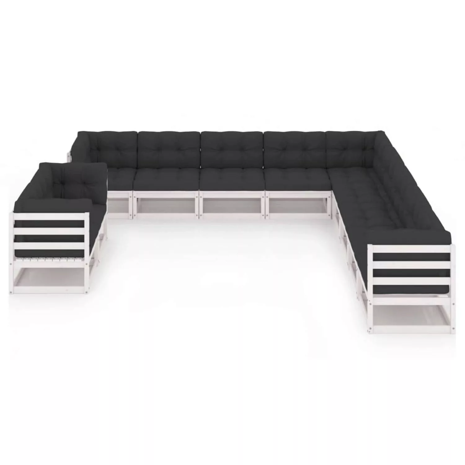 11-tlg. Garten-lounge-set Mit Kissen Weiß Kiefer Massivholz günstig online kaufen