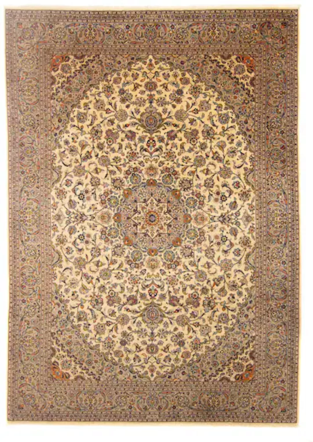 morgenland Wollteppich »Keshan Medaillon Beige chiaro 353 x 254 cm«, rechte günstig online kaufen