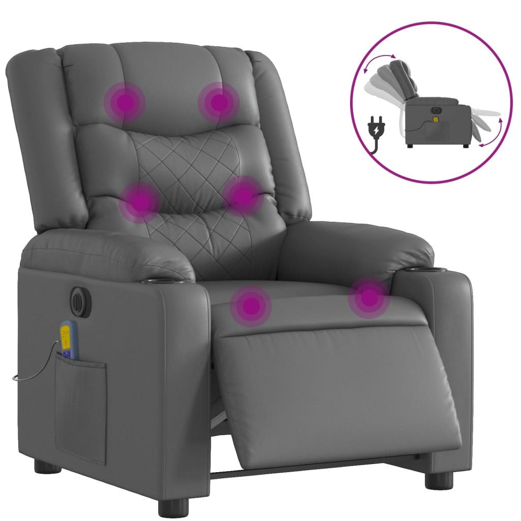 vidaXL Sessel Massagesessel Elektrisch Grau Kunstleder günstig online kaufen