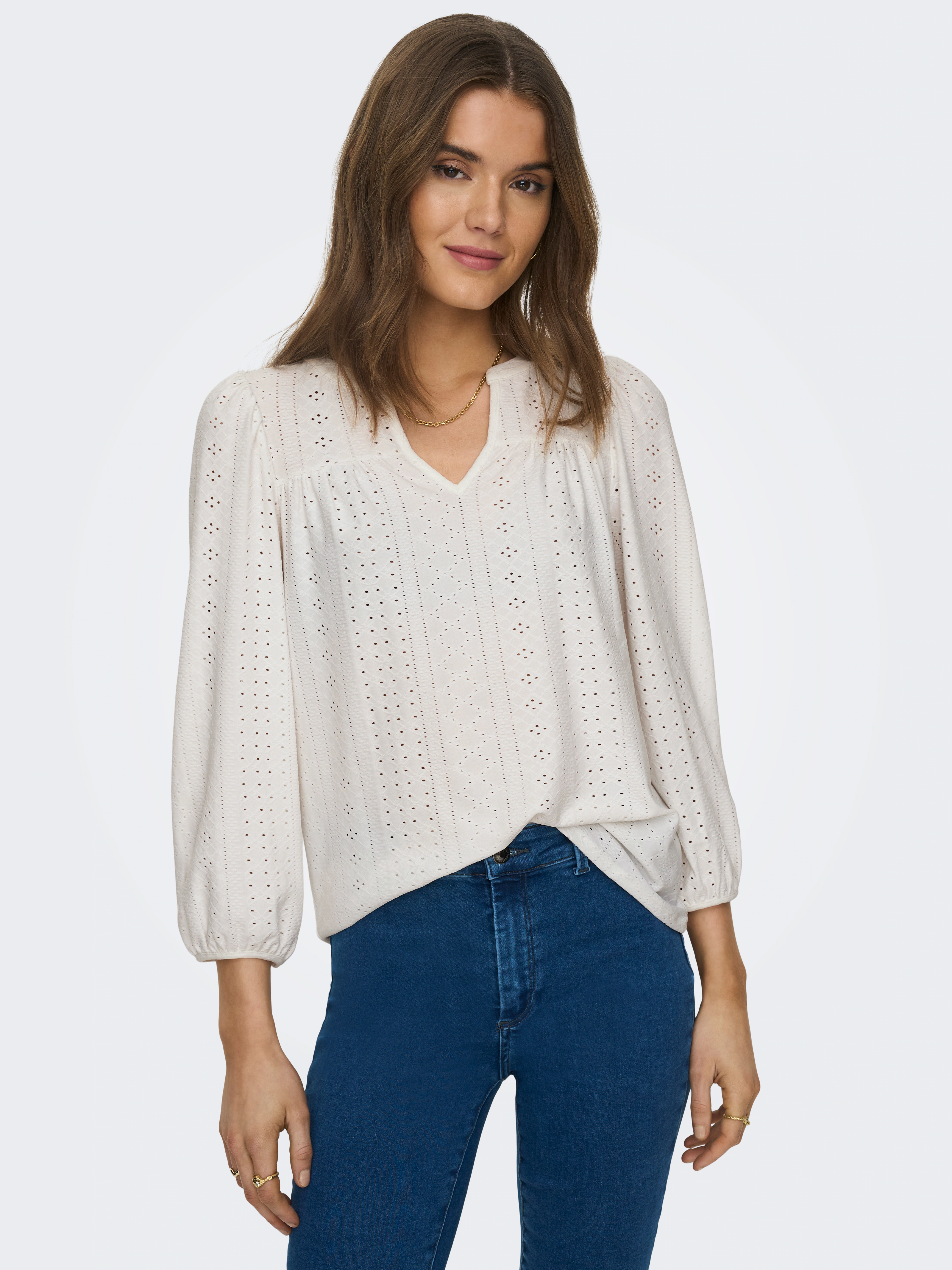 ONLY Blusenshirt "ONLSANDRA 3/4 SPLIT TOP JRS" günstig online kaufen